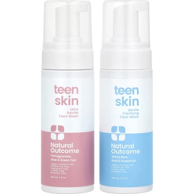 Natural Outcome, TeenSkin, Face Wash Duo, Clarifying Face Wash, 1 set, 150 ml (5 oz) each white