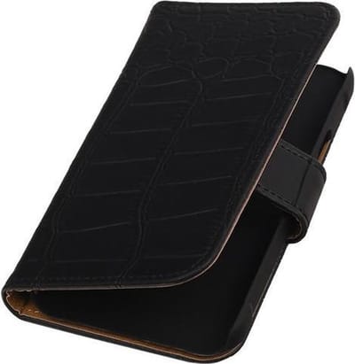 Samsung Galaxy Xcover 3 Krokodil Bookstyle Wallet Hoesje Zwart