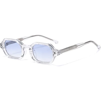 Nieuwe Zwarte Vierkante Retro Zonnebril Merk Designer Concaaf Onregelmatig Dik Montuur Mannen Vrouwen Mode Zonnebrillen uv400 helder blauwe kleur