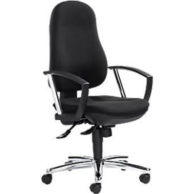 Bureaustoel Topstar POINT DELUXE, met armleuningen, synchroonmechanisme, ergonomisch gevormde wervelsteun, zwart/chroomzilver