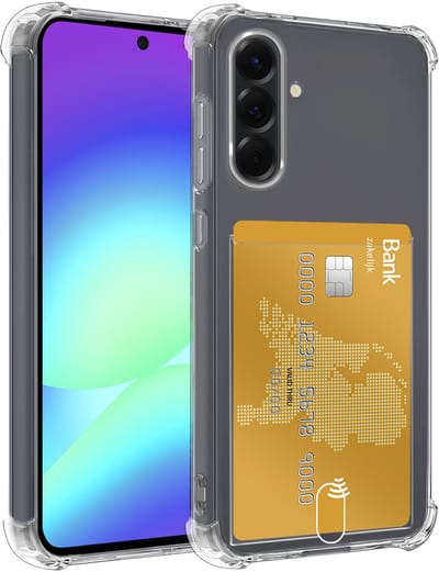 Hoesje - Geschikt voor Samsung Galaxy A56 - Met Pashouder en Kaarthouder - Telefoon Hoes Shockproof - Siliconen Case - Shock Proof - Back Cover - Pasjes Houder - Telefoonhoes - Transparant