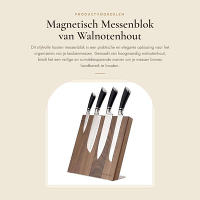 Dailygoods- Messenblok Magnetisch - Houten Messenhouder - Antislip - Organizer voor Keukengerei - 27,7 x 27,5 cm - Natuurproduct