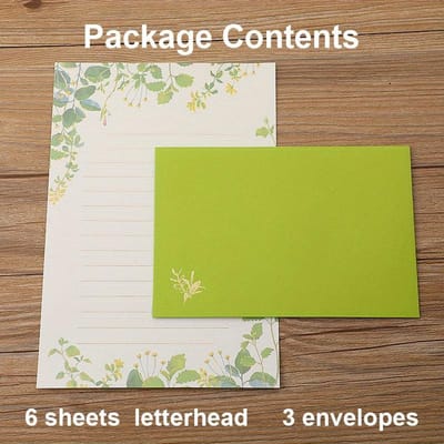 A5 Briefpapier met Enveloppen Bloemenstijl Gelinieerd Briefpapier 6 Vel Briefpapier met 3 Stuks Enveloppen lichtgroene kleur