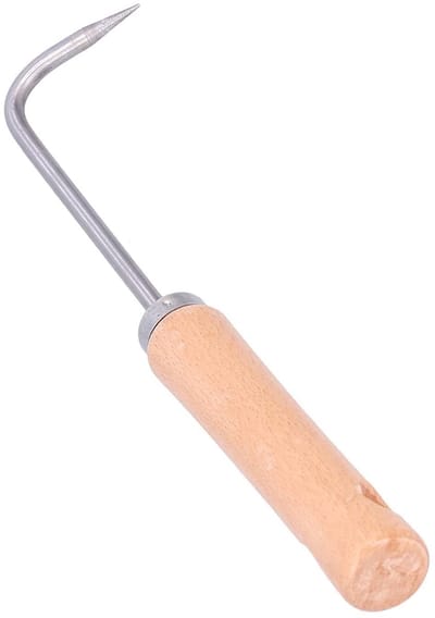 Dailygoody - Premium Bonsai Wortelplukhark - Ergonomisch houten handvat - Ideaal voor landschapsarchitectuur in potten - 90 g - Mangaanstalen haak - V