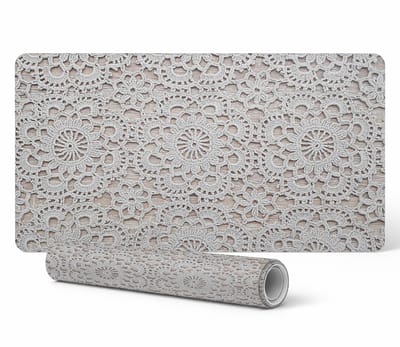Antislip beschermmat voor op het bureau met kanten bloemenprint, 90x45 cm