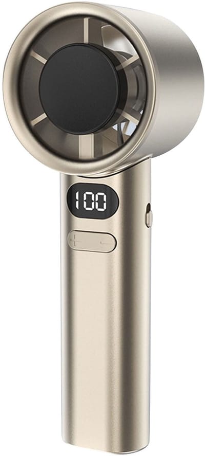 Elektrische miniventilator, oplaadbare USB-ventilator op batterijen, draagbare ventilator voor persoonlijke verkoeling (goud).