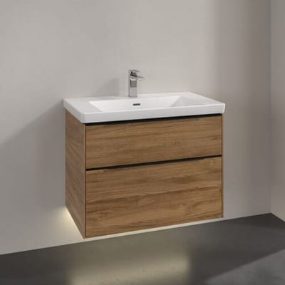 Villeroy & Boch Subway 3.0 vanity unit 77.2 cm, 2 drawers, handles volcano black C574L1RH