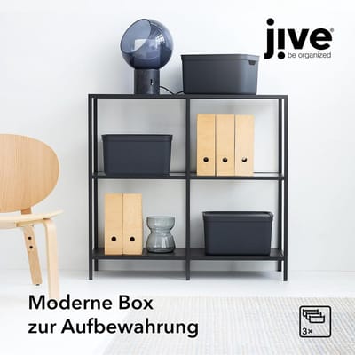 Opbergdoosjes met deksel - Donkergrijs - 36,5 x 27 x 27 cm - Kunststof gerecycled - Set van 3 voor huishoudelijk gebruik