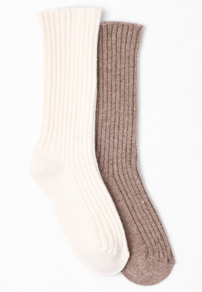 Damart - Set van 2 paar ribgebreide Thermolactyl sokken - Dames - Beige - 36/38