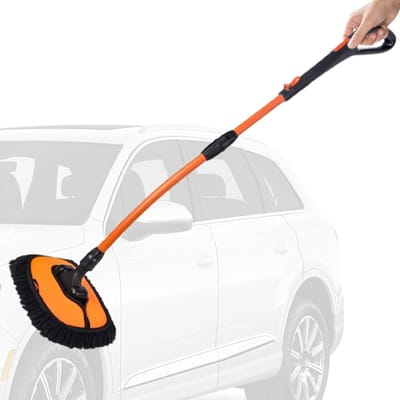 Autowasmop - Reinigingsgereedschap - Voertuig Wassen - Verlengbare Lange Handgreep - Tot 115 cm - Grijs