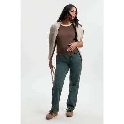 boohoo Dames Maternity Over The Bump Mom Jeans | Vintage Wash | Maat: 8