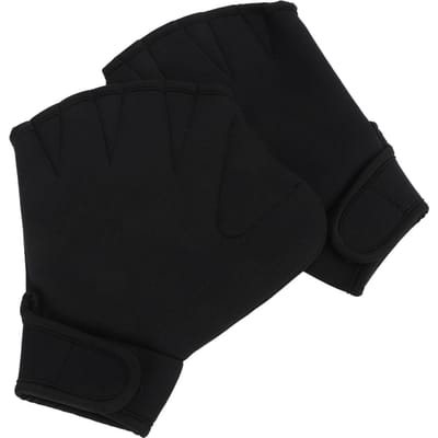 2 Pièces Gants Palmés de Natation Doigts Ouverts Réglables Gants d'Entraînement de Natation avec Dragonne pour Natation Plongée Noir black