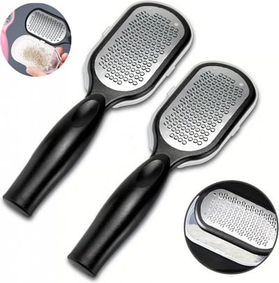 Professionele Voetvijl - 2 stuks - Eeltverwijderaars - Pedicure - Premium Dubbelzijdige Eeltrasp - Ergonomisch Ontwerp - Roestvrijstalen Materiaal - Voetverzorging - Pedicure - Ergonomisch handvat - metaal