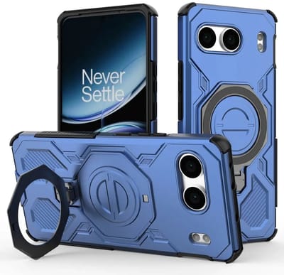 Hoesje geschikt voor OnePlus Nord 4 | Compatibel met MagSafe / Qi2 | 360° Draaibare Magnetische Standaard | Back Cover Kickstand Ring | Blauw