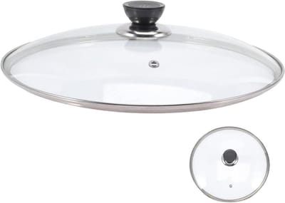 Pannen Deksel - Universeel Deksel - Koken en Bakken - Transparant Glas - 30CM 2 Stuks - Zwart Transparant