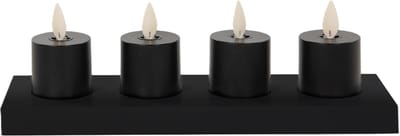 Anna's Collection Oplaadbare LED theelichtjes - 4x -zwart - oplaadstation -afstandsbediening