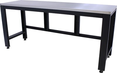 Kraftmeister werkbank Premium 204 cm - Werktafel met RVS werkblad - Zwart