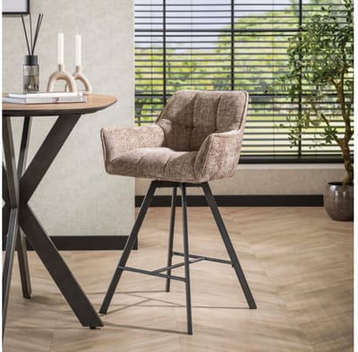Barstoel raster draaibaar - Hoven champagne - barstoelen set van 2