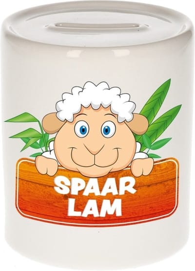 Kinder spaarpot met spaar schaap opdruk - keramiek - schapen / lammetje spaarpotten