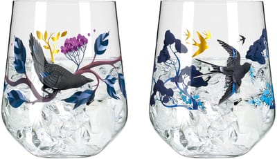 Ritzenhoff Waterglazen Set - Botanisch Vogel Design - 2 Stuks - Kristalglas - 710 ml - Drinkglazen voor Water, Limonade, Sap & Cocktails - Geschikt voor de Vaatwasser