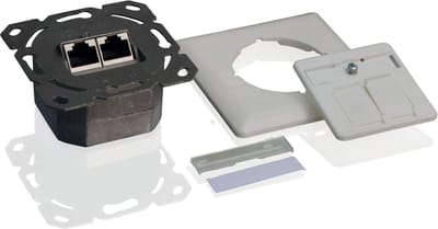 Anschlussdose, Cat 6A (EIA/TIA), AP/UP, 2 Port, vertikal, reinwei�