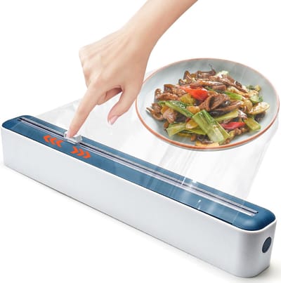 IBBO® - Rollenhouder - Foliehouder - Keukenrolhouder - Rollenhouder hangend - 2-in-1 folie snijder - Huishoudfolie houder - met magnetische zuigkracht - kerstcadeau - Wit