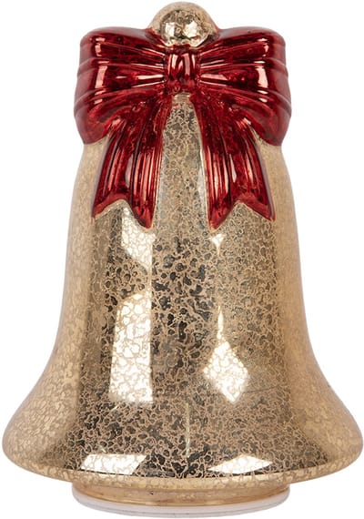 Clayre & Eef Kerstdecoratie met LED-verlichting Bel Ø 15x21 cm Goudkleurig Glas
