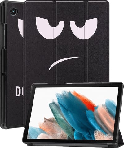Hoesje Geschikt voor Samsung Galaxy Tab A8 - Dun & Stevig - Trifold Bookcase - Hard Cover - Hardcover Book Case - Tablet Hoes - Don't Touch Me