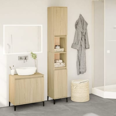 vidaXL - Badkamerkast - 30x30x190 - cm - bewerkt - hout - sonoma - eikenkleurig