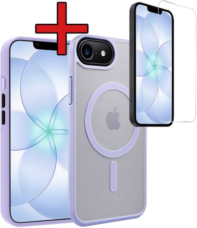Hoesje - Met Screenprotector - Geschikt voor Apple iPhone 17e - Magsafe Compatible - Sterk & Shockproof - Shock Proof Case - Back Cover - Telefoon Hoes - Telefoonhoes - Lila