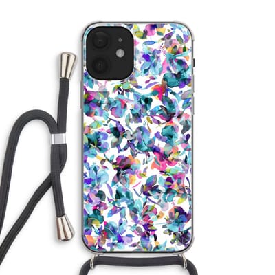 Case Company® - Hoesje met koord geschikt voor iPhone 12 hoesje met Koord - Hibiscus Flowers - Telefoonhoesje met Zwart Koord - Bescherming aan alle Kanten en Over de Schermrand