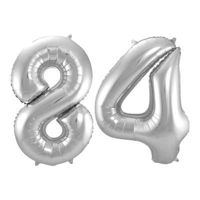 Folieballon 84 jaar - Zilver - 86 cm