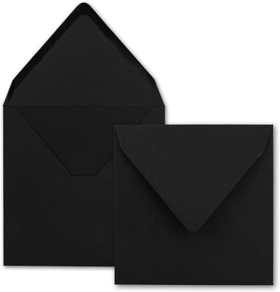 Vierkante Enveloppen - Kaartenvelop Postenvelop - Uitnodigingen Versturen - Zonder Venster - 155 x 155 mm - Zwart