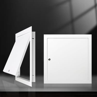Toegangspaneel Aluminium - Zolderdeur Ventilatie - Sanitair Onderhoud - Met Slot - Rechthoekig - Wit