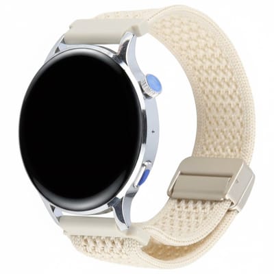 Nylon bandje - geschikt voor Garmin Venu 2s / 3s / 4 (41mm) / Vivoactive 4s / Forerunner 255s / 265s - Huawei Watch GT 5 Pro - 42mm / GT 6 / GT 5 / GT 4 - 41mm - beige