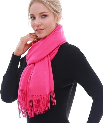 Dames sjaal Winter Herfst – Warme Zachte Omslagdoek Shawl – 70 x 200 cm , felroze