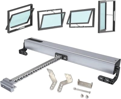 Elektrische Raamopener - Gemotoriseerde Actuator - Automatische Ventilatie - Stille Onderhoudsvrije Motor - 400mm Slag - Zilver