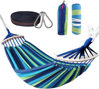 Draagbare Dubbele Hangmat 280 x 150 cm voor Buiten - Ideaal voor Kamperen en Tuinieren - Belastbaarheid tot 300 kg