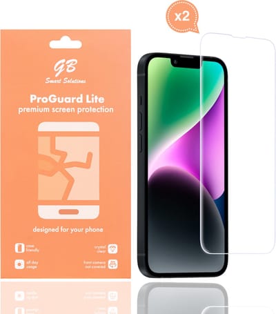 GB ProGuard Lite screenprotector - geschikt voor iPhone 13 Pro Max - 14 Plus - 2 stuks - Ultradun Gehard Glas