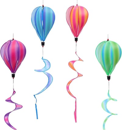 Heteluchtballon Windspinner - Draaiende Decoratie - Tuin Verfraaien - Gelaagde Draaiende Beweging - 4 Stuks - Multicolor