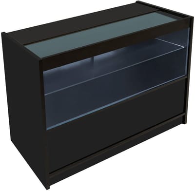 C1200 led winkelbalie - zwart - 120x60x90 cm - met schuifdeuren