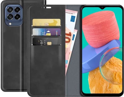 Samsung Galaxy M33 Bookcase hoesje - Just in Case - Effen Zwart - Kunstleer