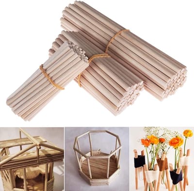 50 stks Natuurlijke Houten Stokken Rond 20 cm x 5 mm, Houten Deuvels Staven Onafgewerkte Hout Craft Sticks voor Crafting, Lolly Sticks, Tellen
