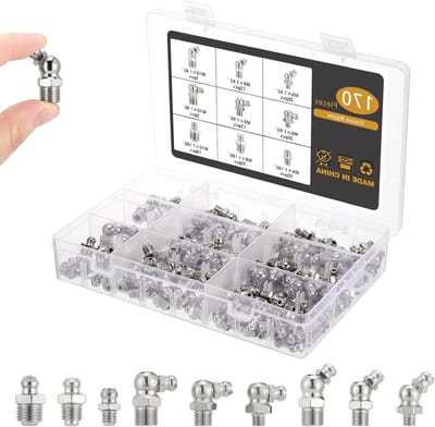 Smeernippel Assortiment - Vetnippels - Machine Onderhoud - Vernikkeld Ijzer - 170 Stuks - Zilver