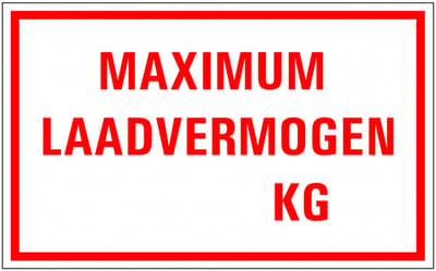 Maximum laadvermogen kg tekststicker 200 x 125 mm