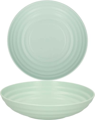 Plasticforte Rond bord/camping - 4x - diep bord - D19 cm - groen - kunststof - soepborden