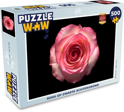 Puzzel Roos - Roze - Bladeren - Legpuzzel - Puzzel 500 stukjes