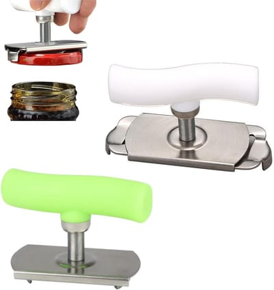Pottenopener - 2 stuks - Opener - Multifunctionele Opener - rvs - Ergonomisch - Pottenopener voor Senioren - Arbeidsbesparende blikopener - voor zwakke handen - wit+groente