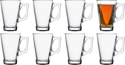 Pasabahce Koffie/thee glazen Ceylon - set 8x stuks - transparant glas - 250 ml