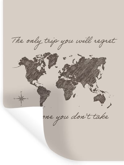 Muurstickers - Sticker Folie - Spreuken - Quotes - The only trip you will regret is the one you don't take - Wereld - 30x40 cm - Plakfolie - Muurstickers Kinderkamer - Zelfklevend Behang - Zelfklevend behangpapier - Stickerfolie